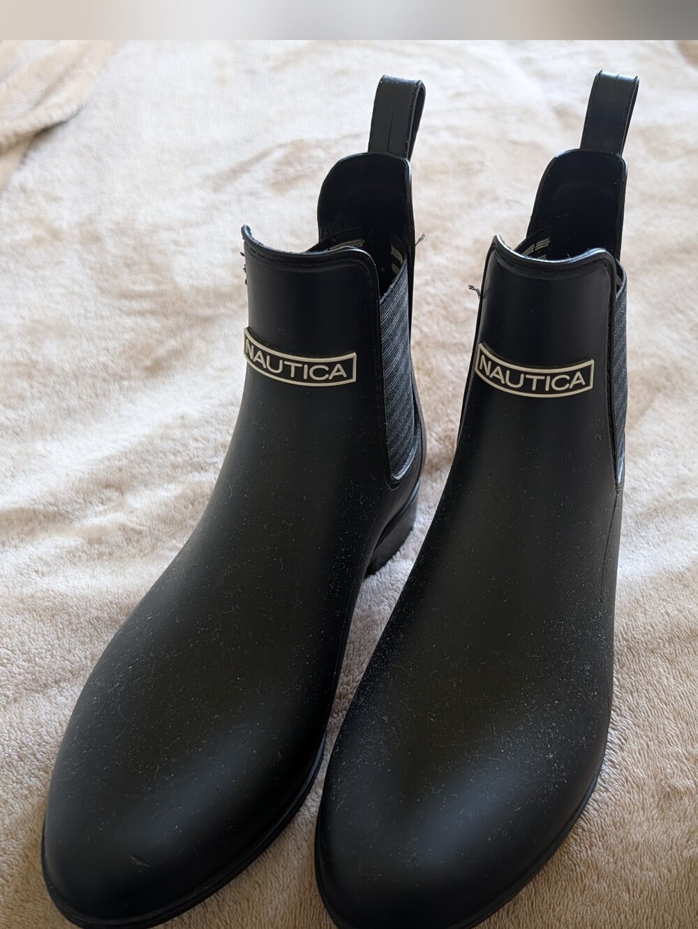 Nautica Black Chelsea-Style Rain Booties